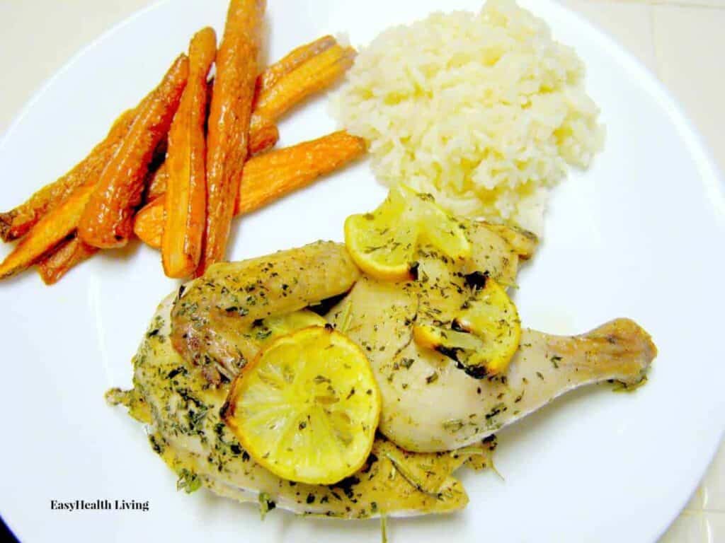 Lemon Herb Game Hen with Baked Carrot Fries