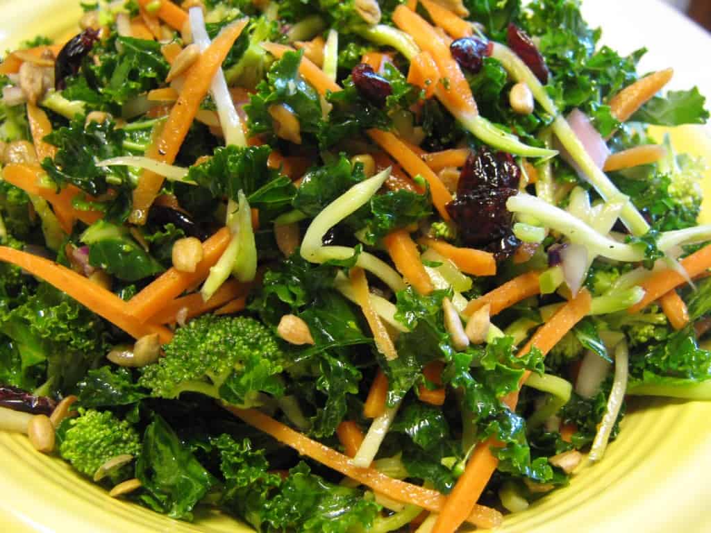 Kale powers up with broccoli, goji berries and sunflower seeds.