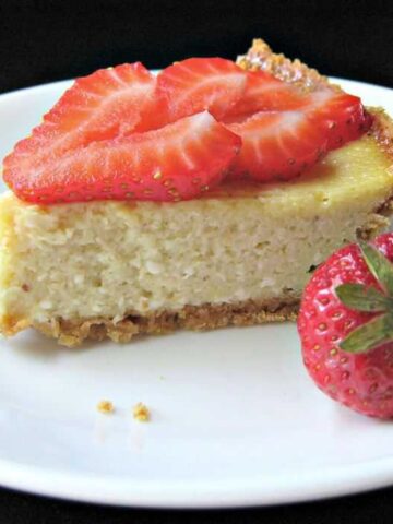 Easy Berry Cheesecake on white plate