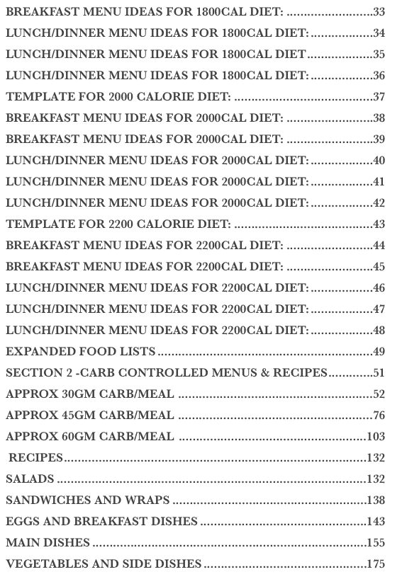 table of contents page from ebook