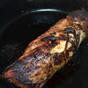 roasted herb pork tenderloin in skillet
