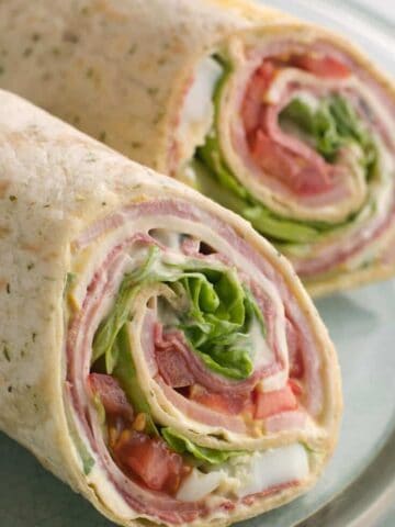 low carb tortilla wrap with turkey and tomatoes