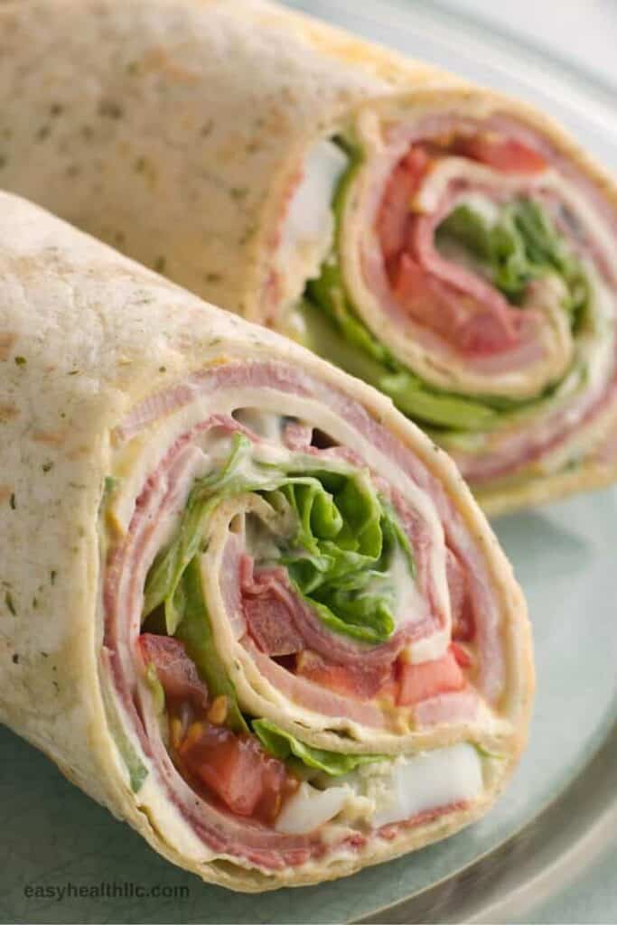 low carb tortilla wrap with turkey and tomatoes