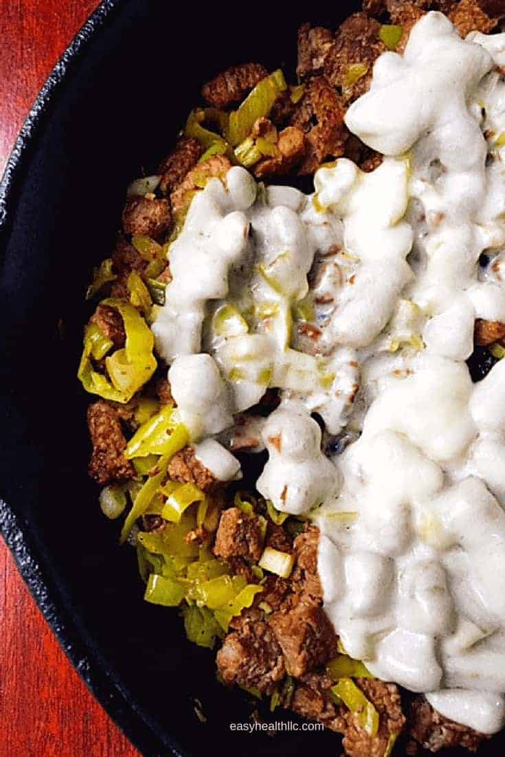 low carb steak & cheese skillet