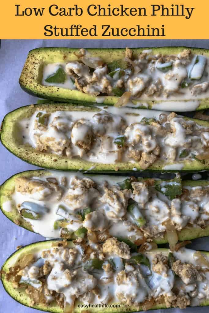 low carb chicken philly stuffed zucchini
