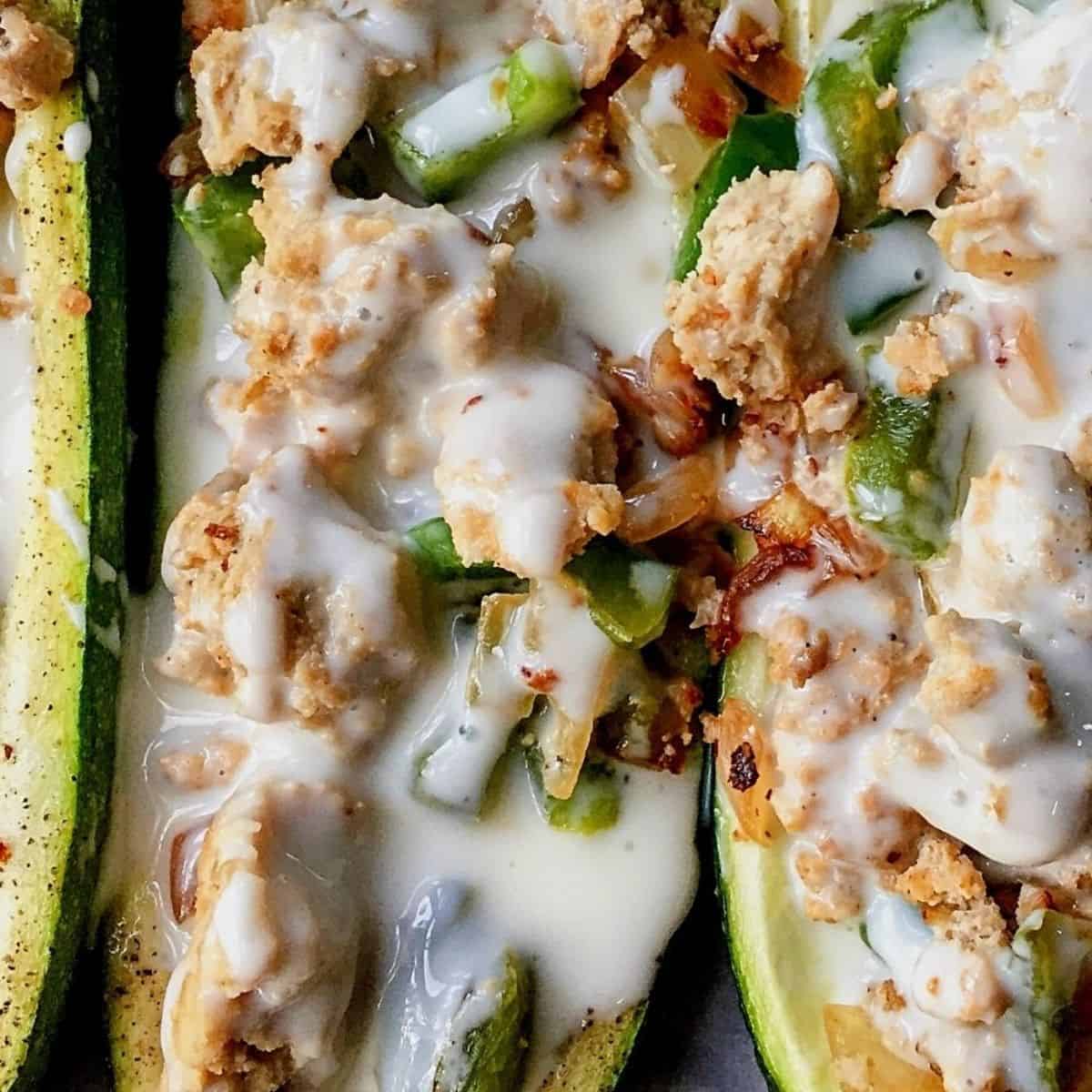 philly stuffed zucchini boats