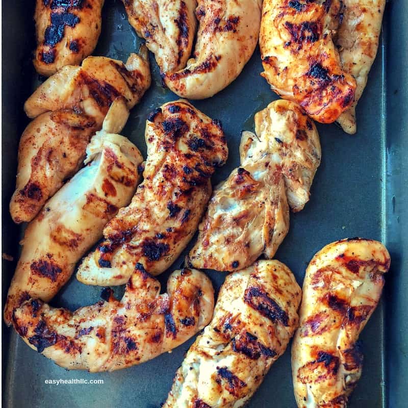 grilled chicken tenders in pan