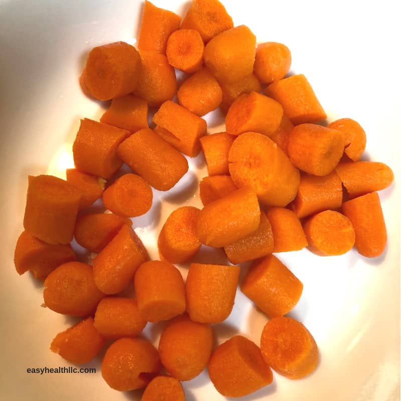 cut up raw carrots in bowl