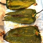 roasted poblano peppers ready to be filled with egg mixture