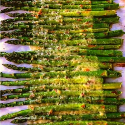 roasted asparagus with melted cheese