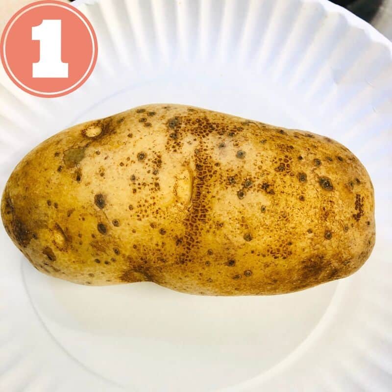 baked potato on paper plate