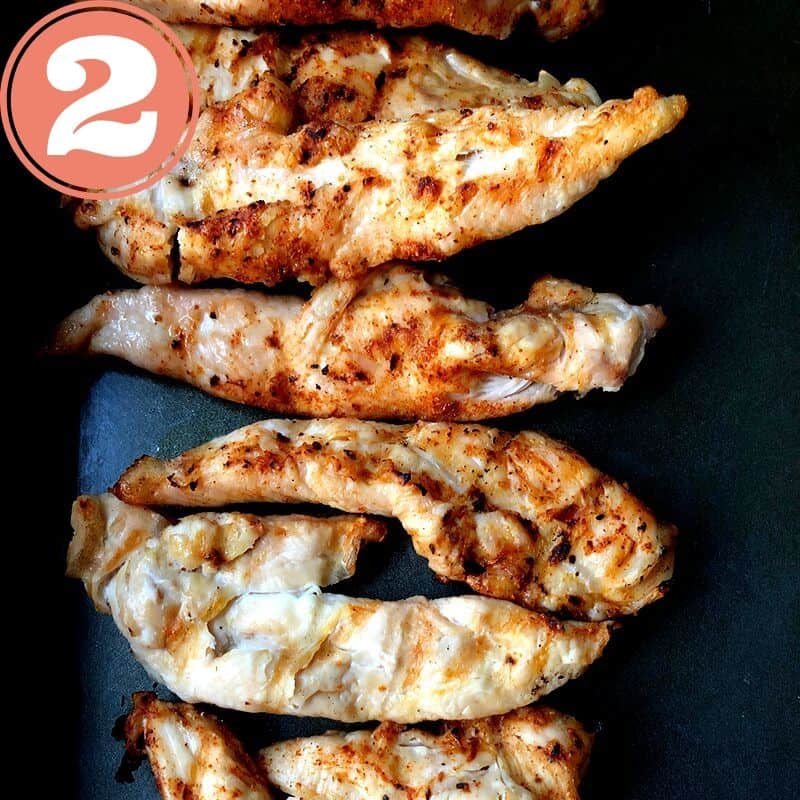 grilled chicken in metal pan