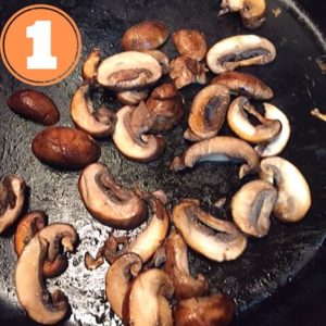mushroom slices in skillet