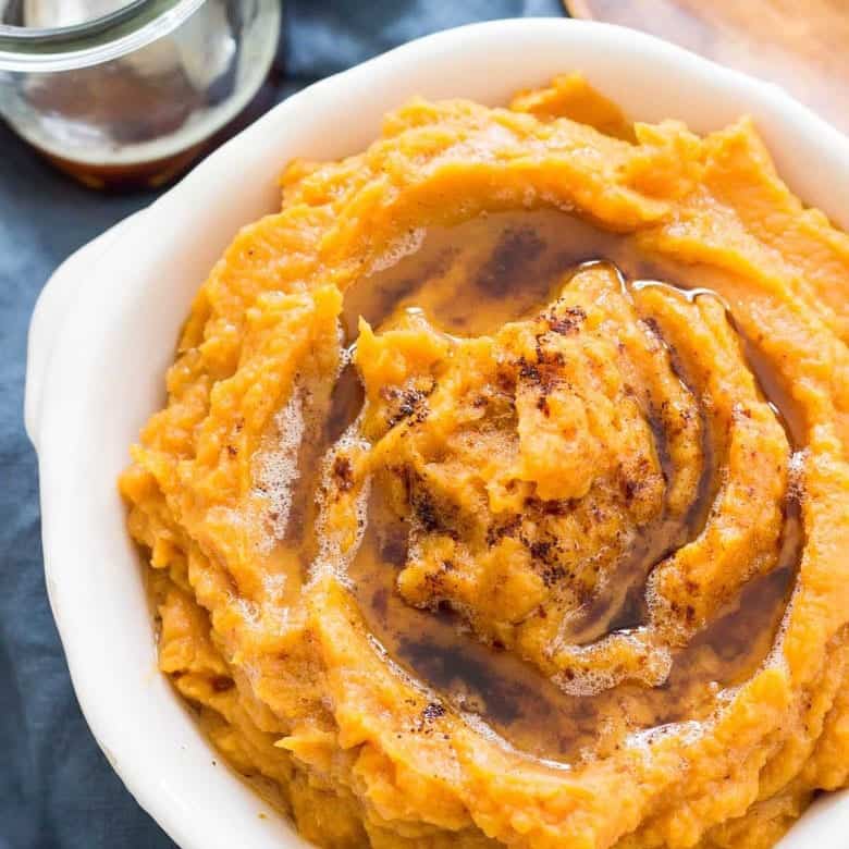 mashed sweet potatoes in bowl