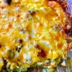 mexican casserole with yellow melted cheese