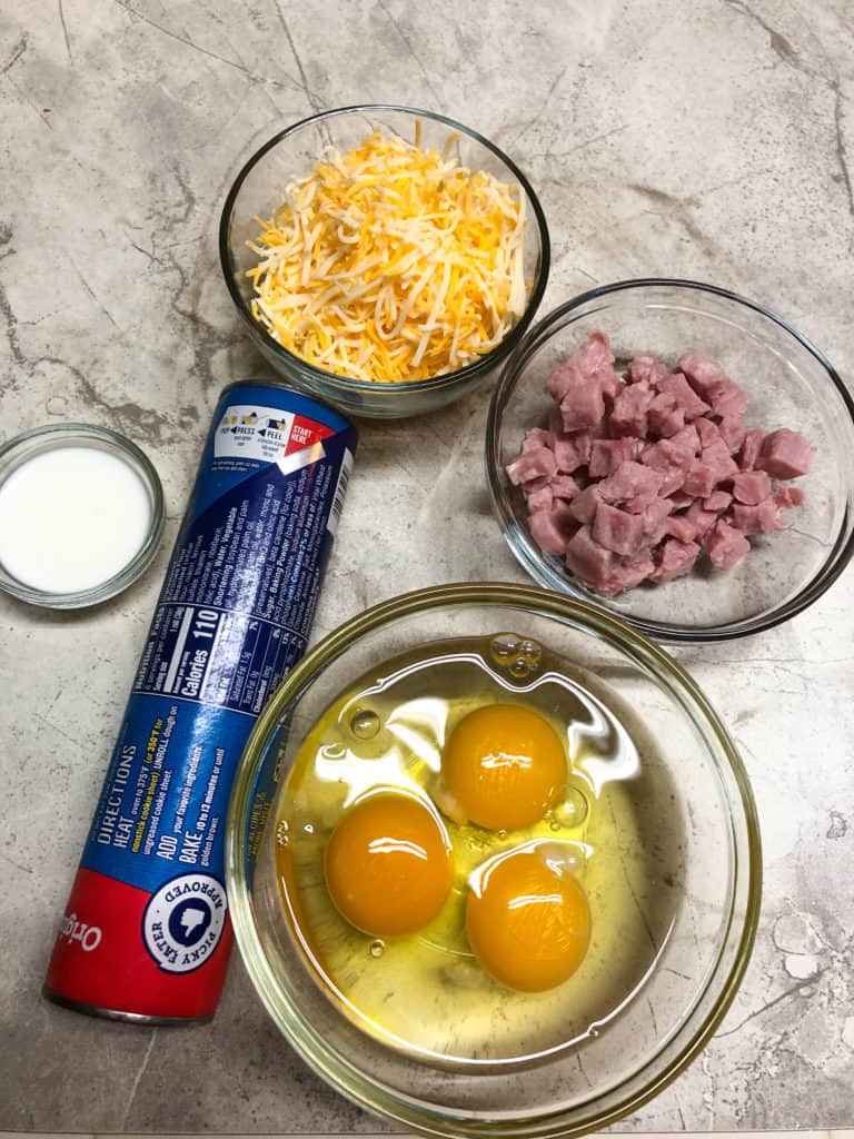 eggs, cheese, ham crescent rolls