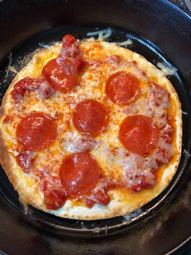 diabetic pizza in skillet