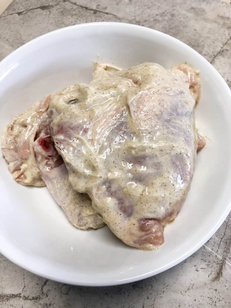 chicken breast coated in greek yogurt marinade