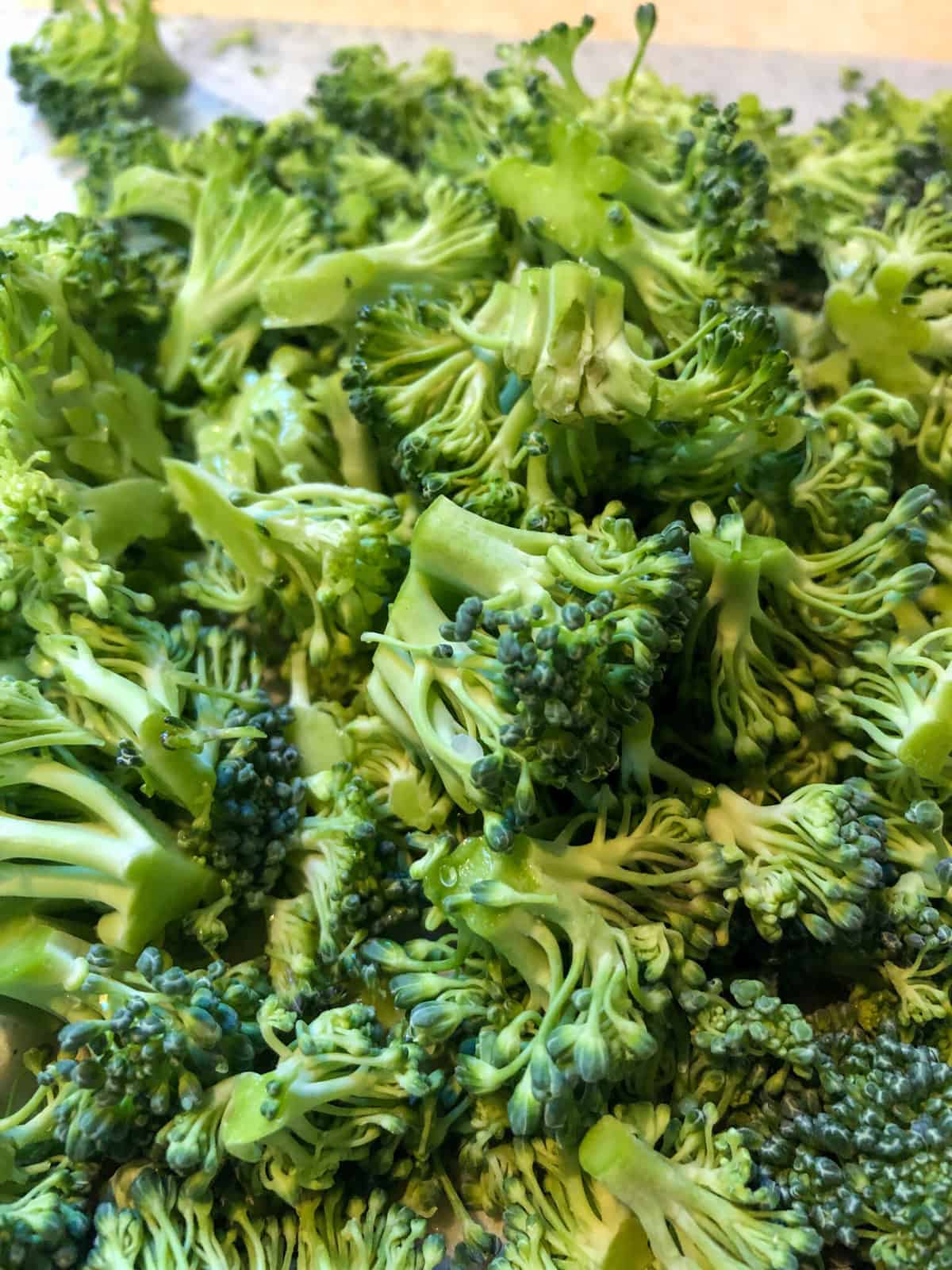 closeup of chopped broccoli