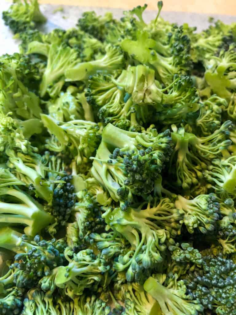 closeup of chopped broccoli