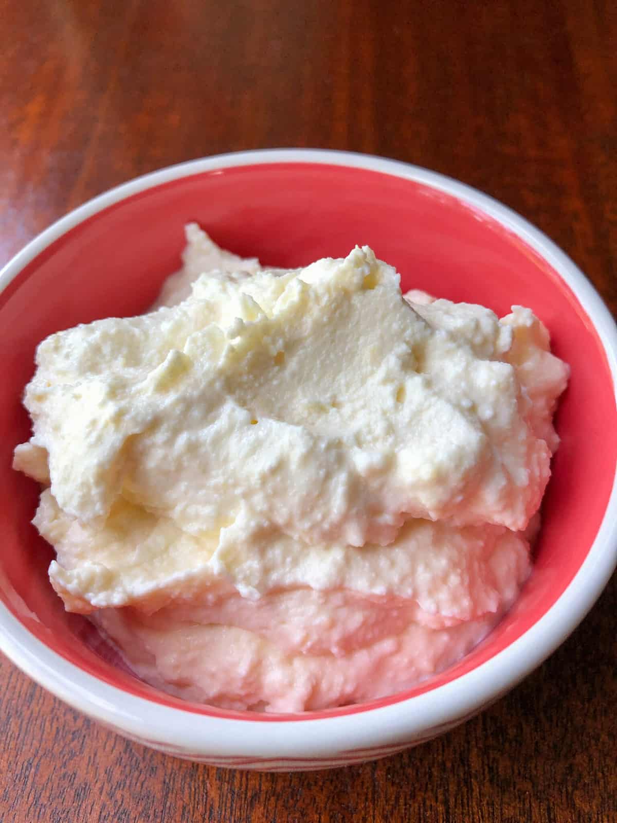 ricotta fluff in red cup