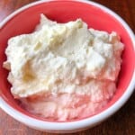 Ricotta keto fluff in red bowl.