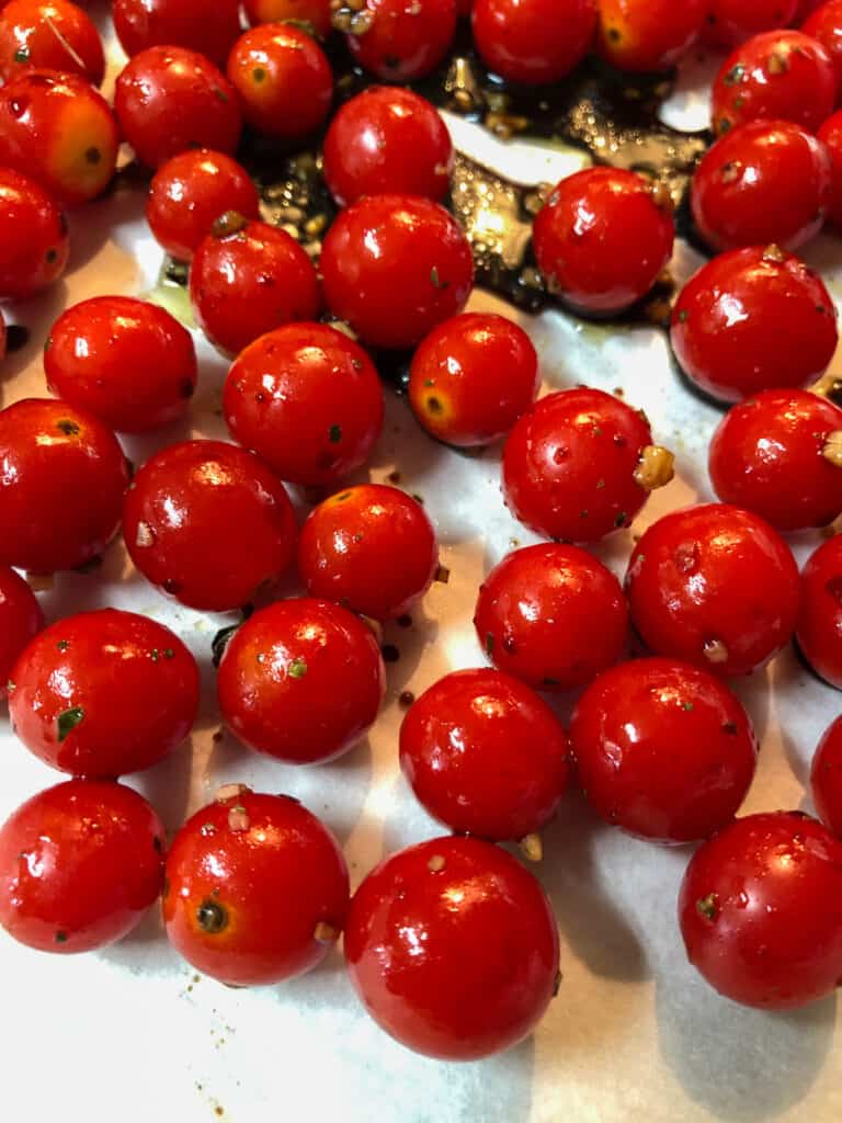 cherry tomatoes on pan
