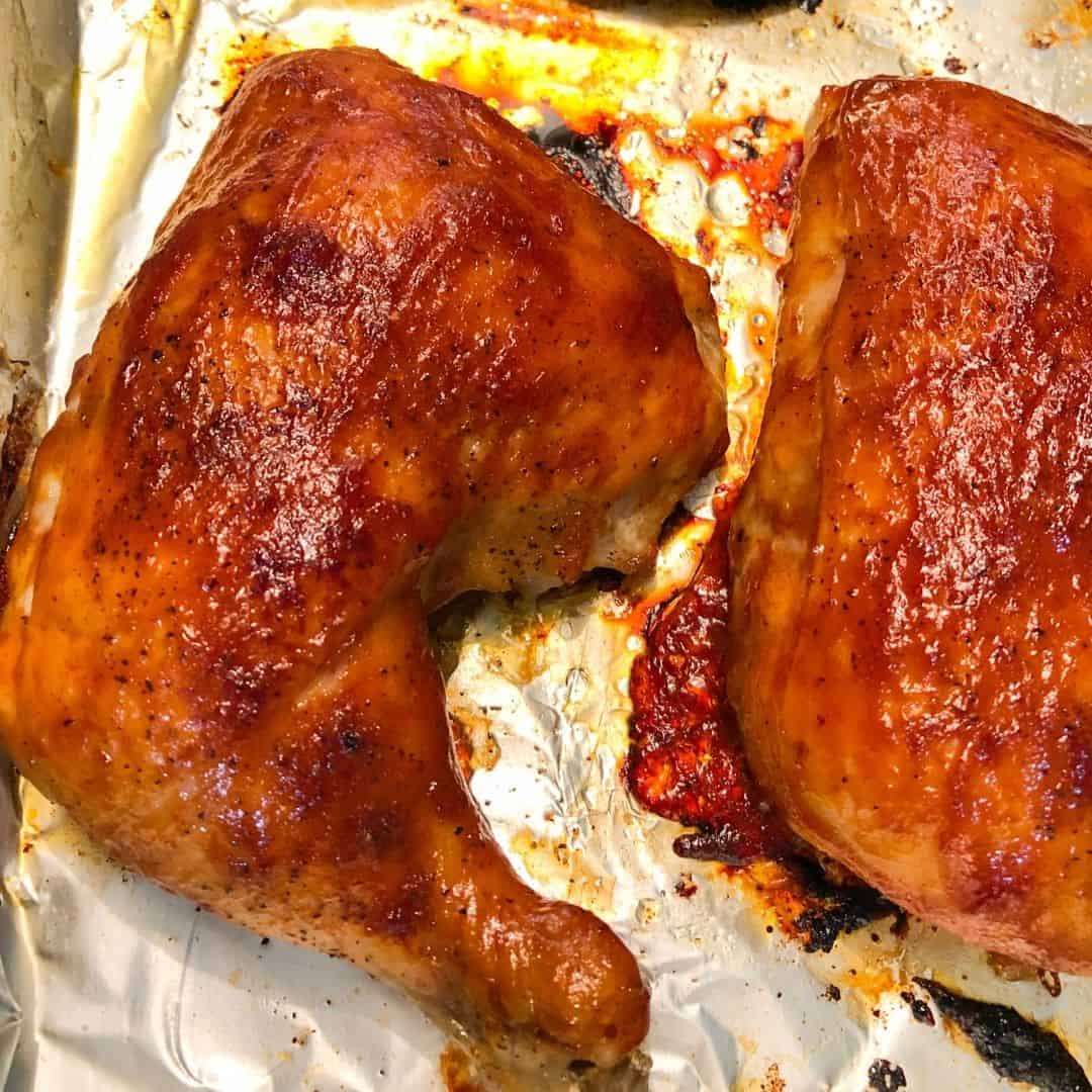 oven bbq chicken on pan