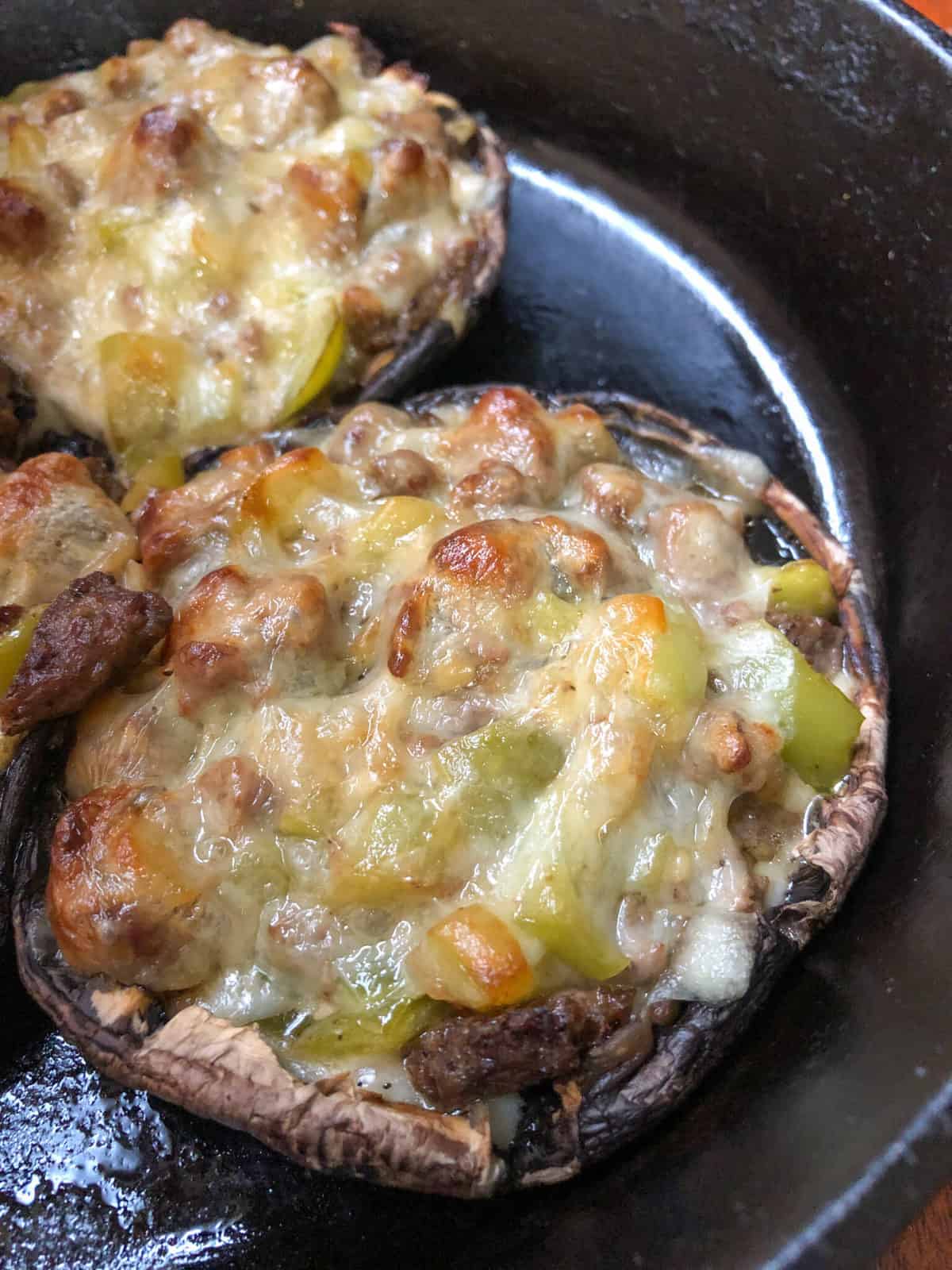 low carb stuffed mushroom close up