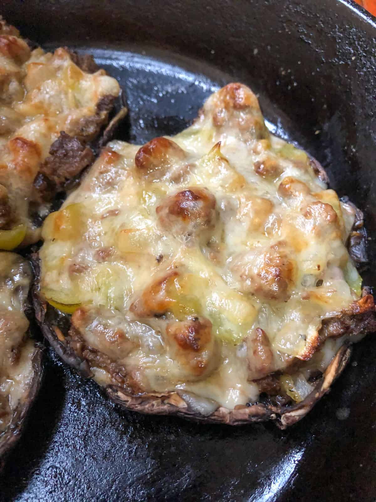 low carb cheesesteak stuffed mushroom