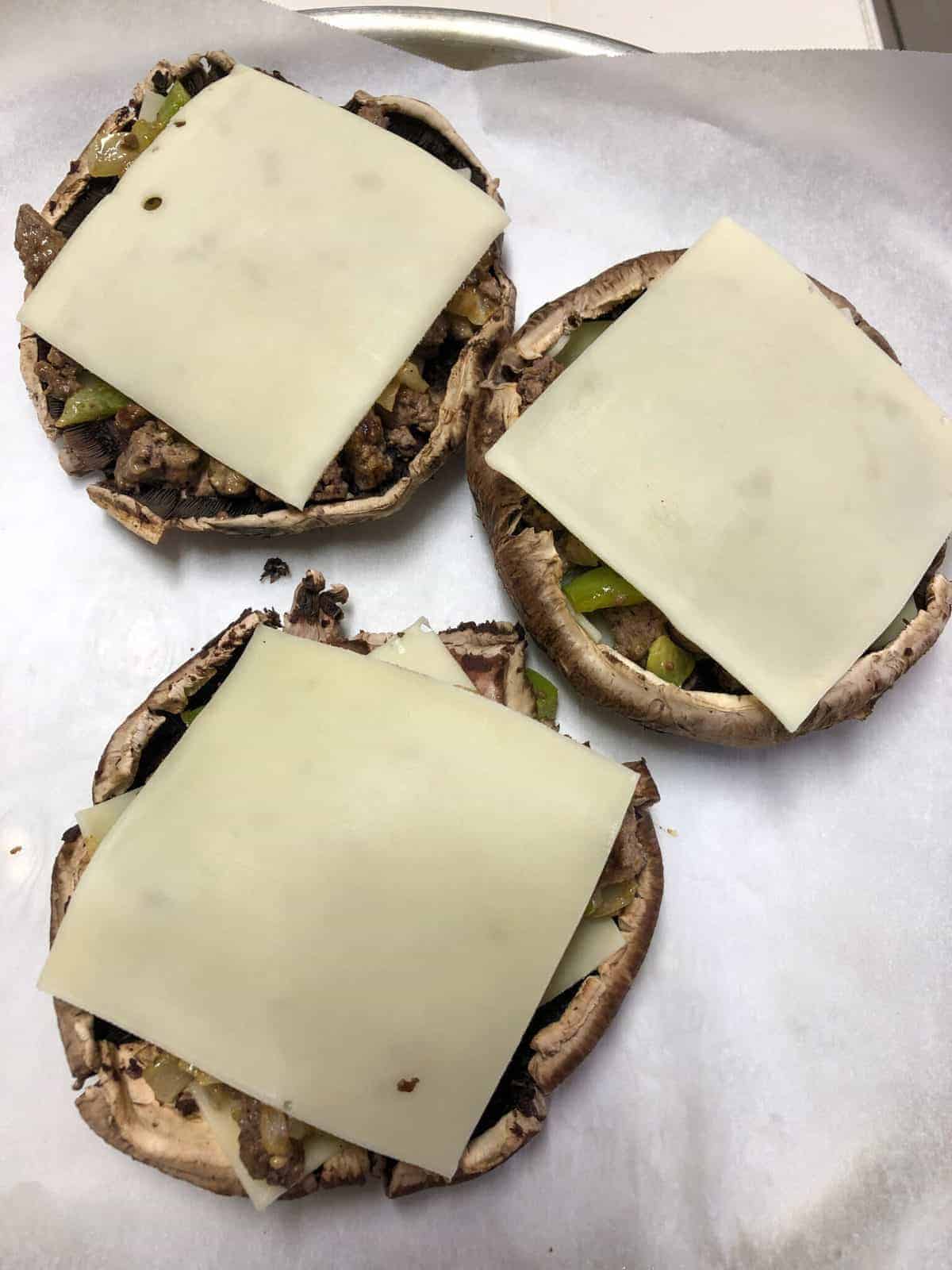 mushroom stuffed with cheese slice