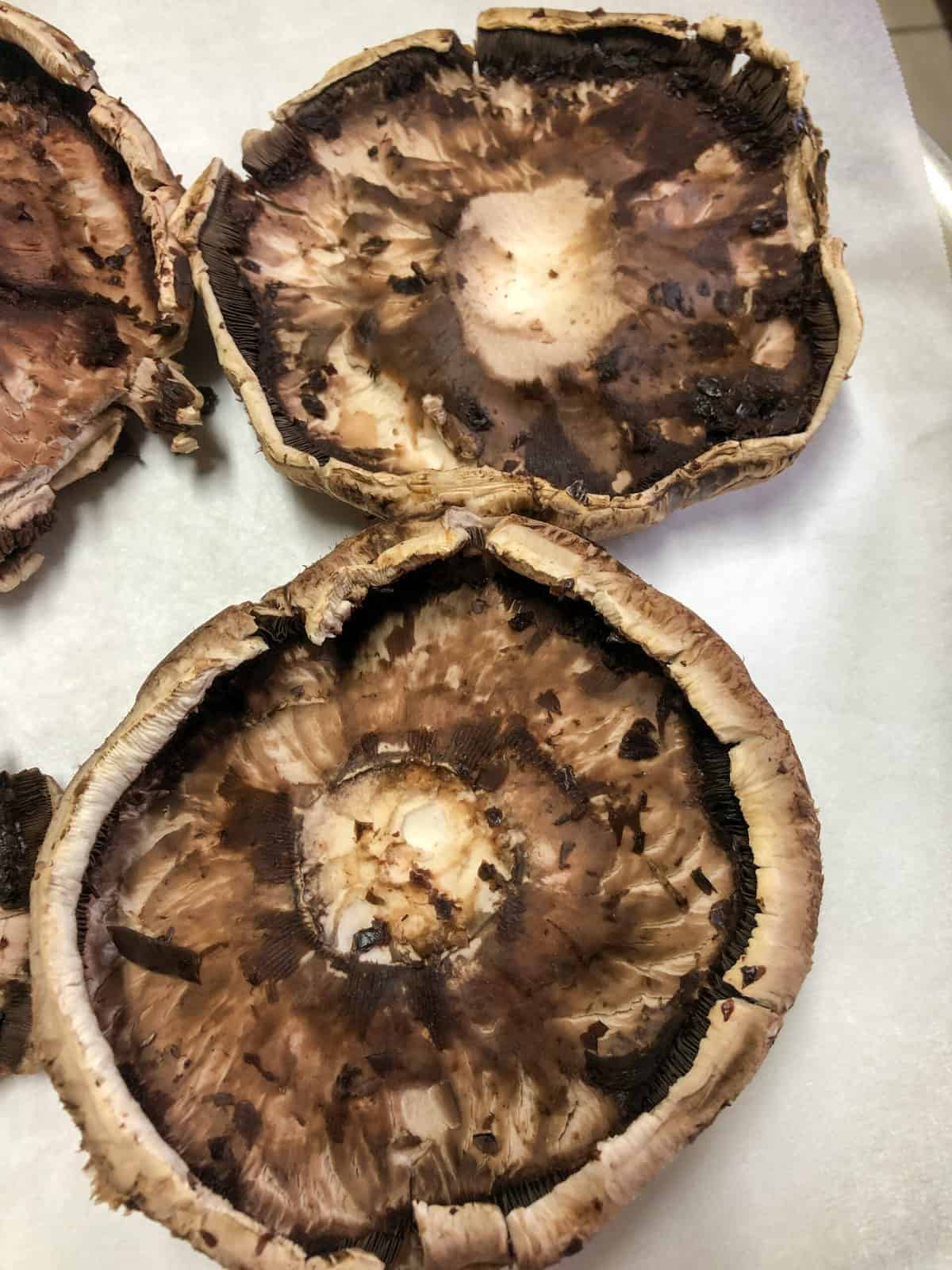Cleaned portobello mushrooms ready for filling