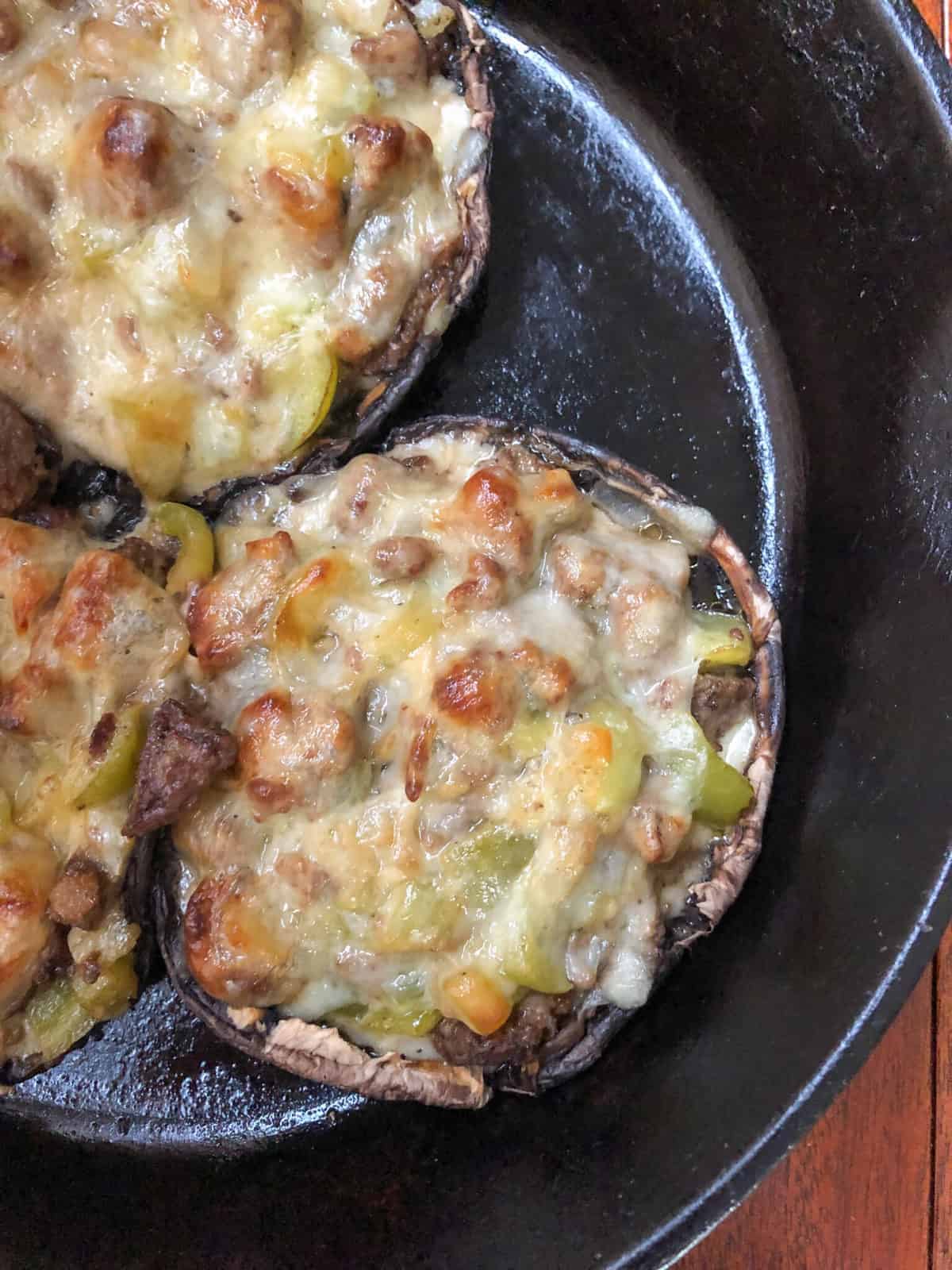 stuffed portobello in skillet
