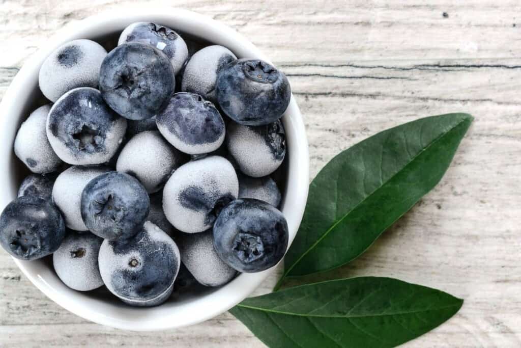yogurt covered blueberries in bowl