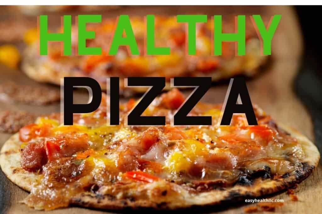 thin crust pizza on board with text healthy pizza
