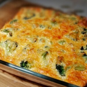 broccoli casserole with brown melted cheese