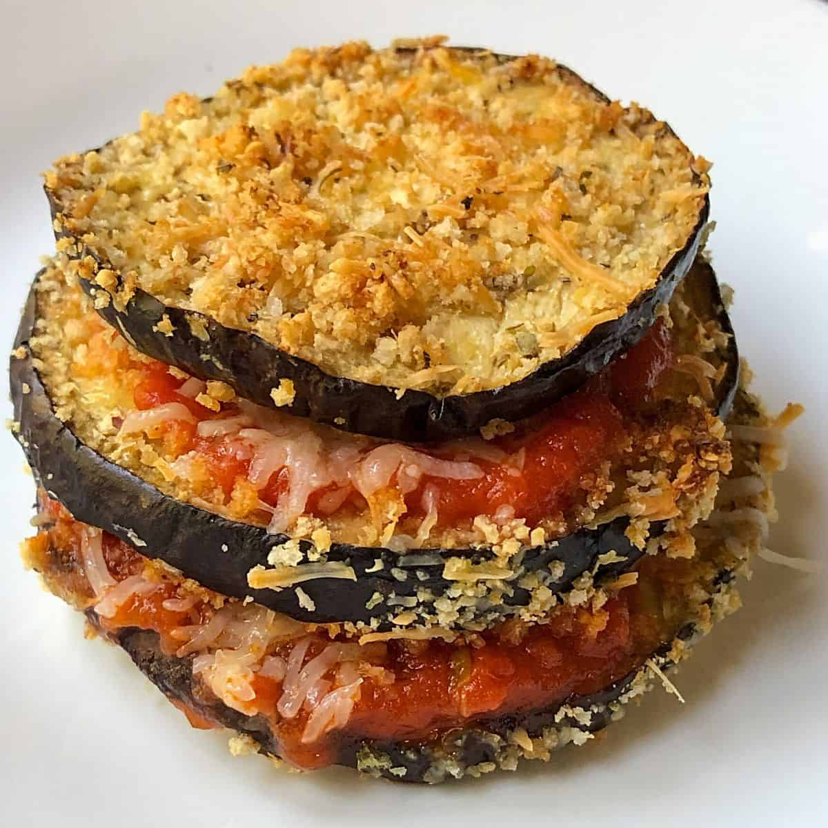 healthy baked eggplant stacks