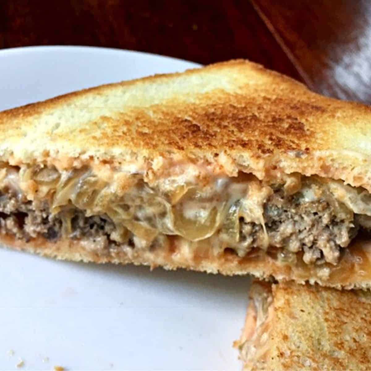 patty melt on thin toasted bread