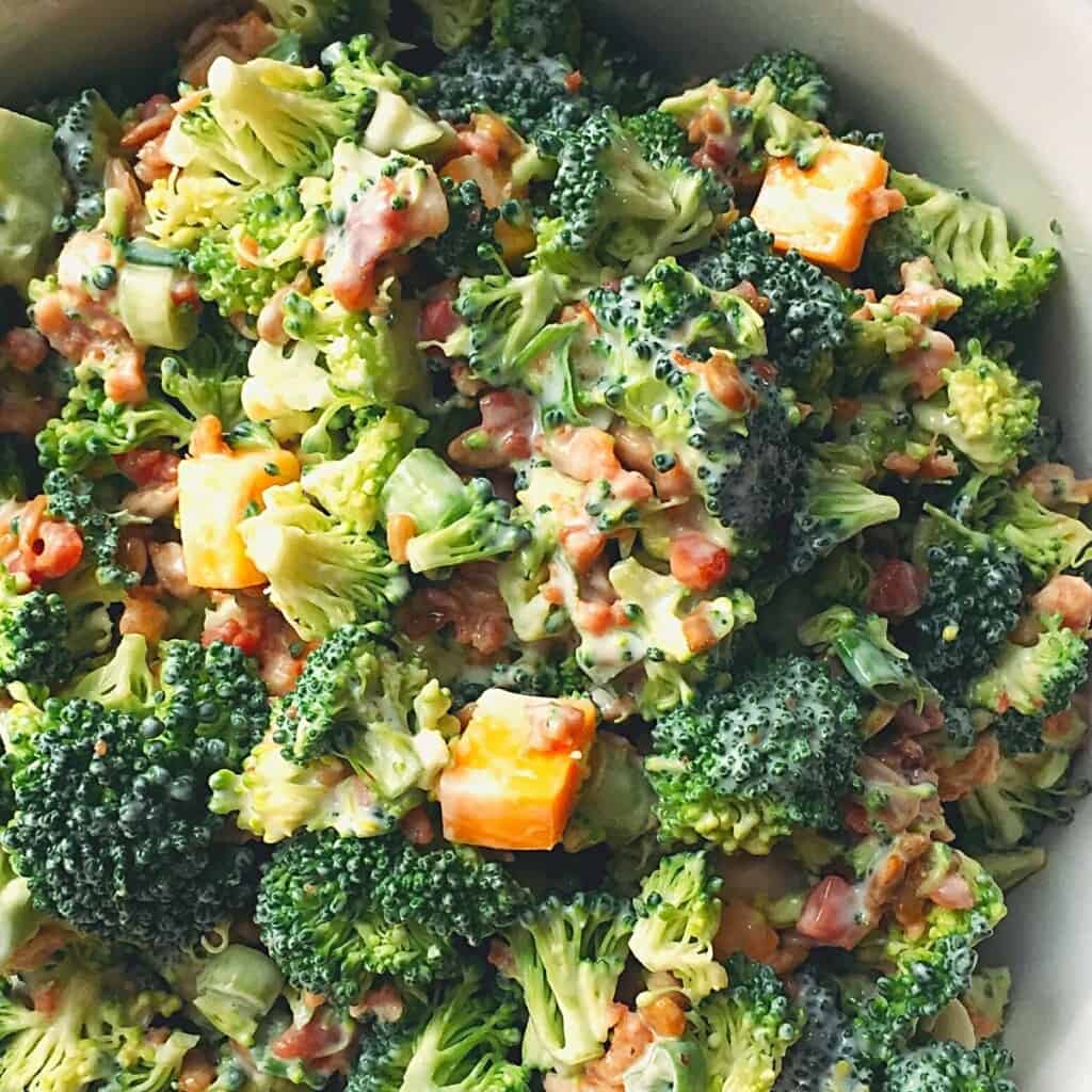 diced broccoli, cheese salad