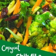 chopped kale and julienned carrots and broccoli salad