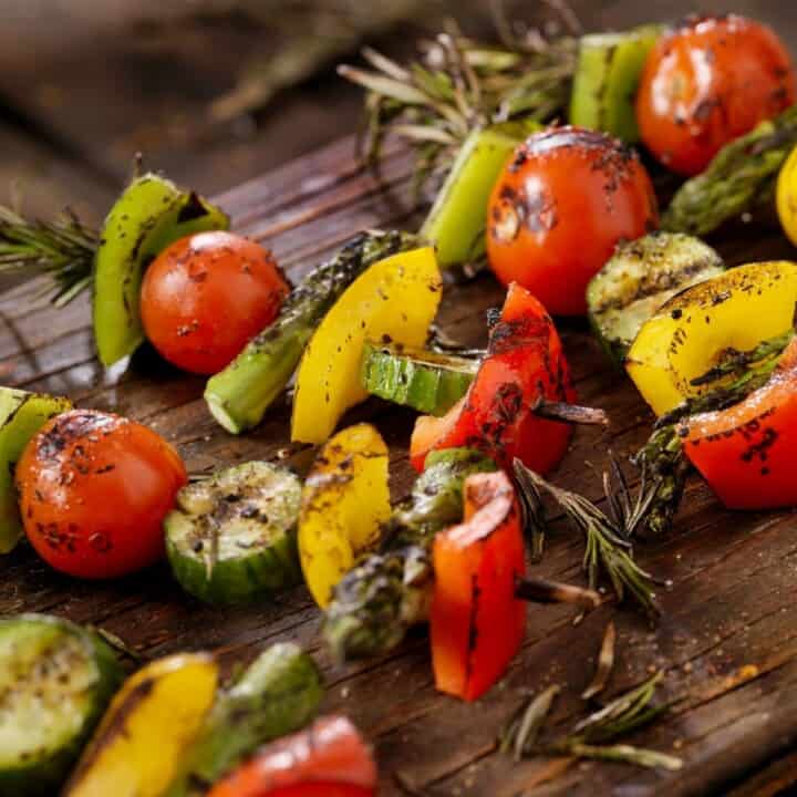 rosemary skewer with peppers, tomatoes 