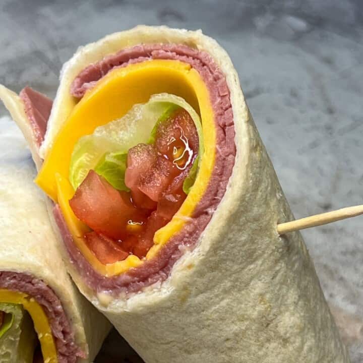 low carb roast beef roll up half