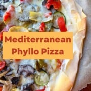 phyllo crust pizza topped with veggies