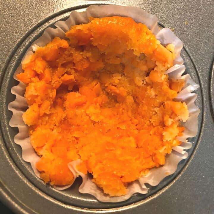 mashed sweet potato tot in muffin cup