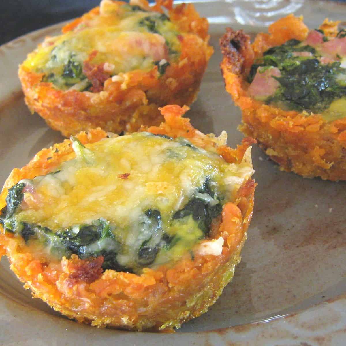 sweet potato crust spinach and egg muffins