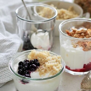 cups of yogurt with toppings