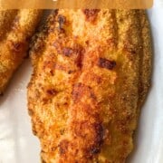 golden air fryer catfish on plate