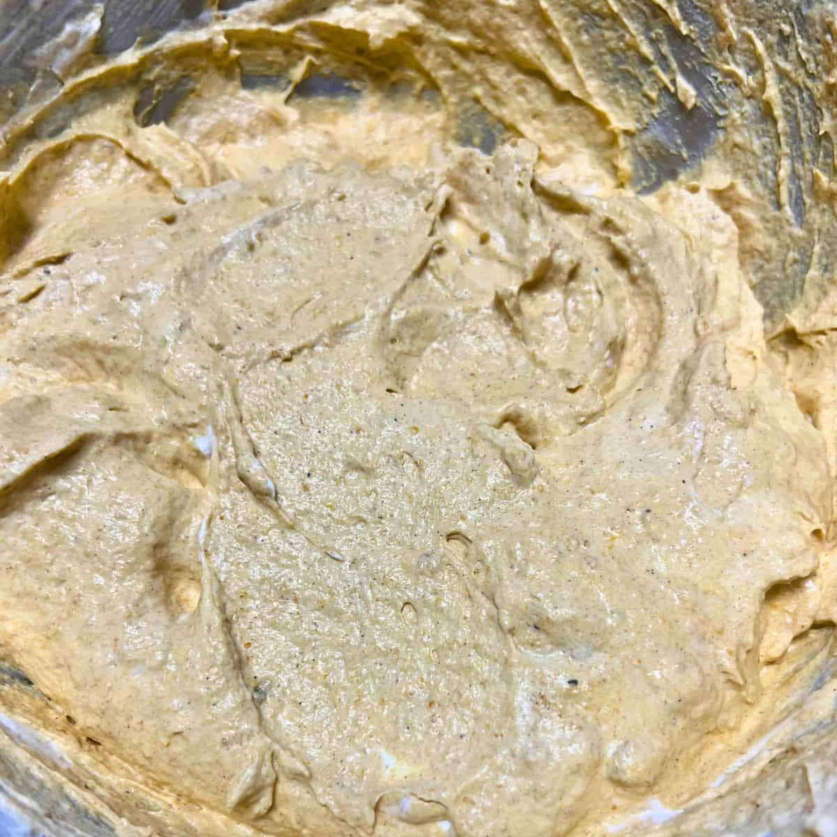 Ingredients for pumpkin fluff fully mixed.