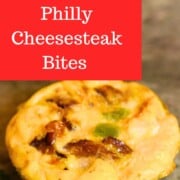 Philly cheesesteak bites on counter.