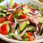 Cucumber,tomato and onion with Italian dressing.